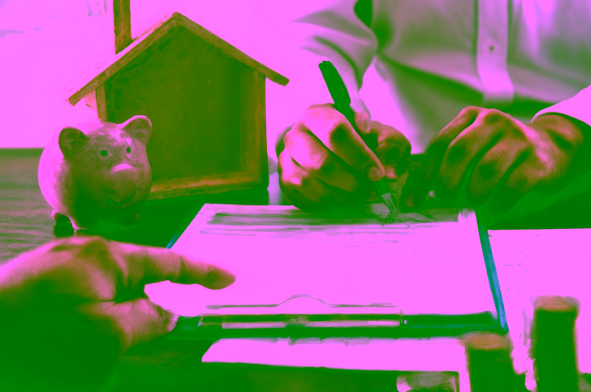 Manos organizando documentos legales sobre escritorio, con sellos y partidas